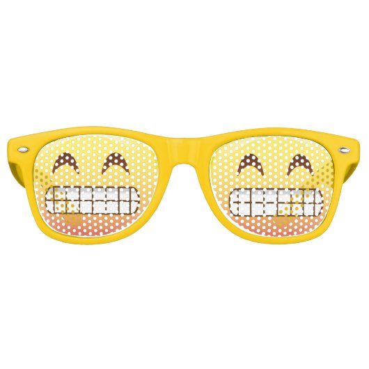 Toothy Grin Emoji Gezicht Glimlach Party Bril Retro Zonnebril (Voorkant)