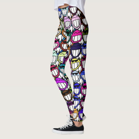 Toothy Grinning Happy Faces Leggings (Links)
