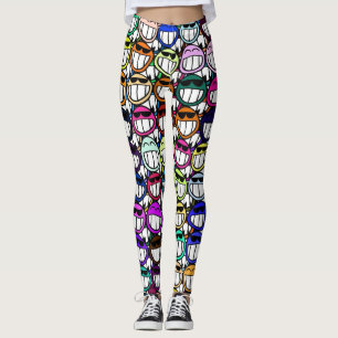 Toothy Grinning Happy Faces Leggings