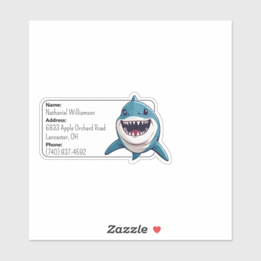 Toothy Shark Bagage ID Sticker (Vel)