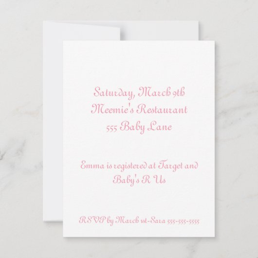 Tootsie Turtle Baby shower Invitation 4,25 x 5,5 i Kaart (Achterkant)