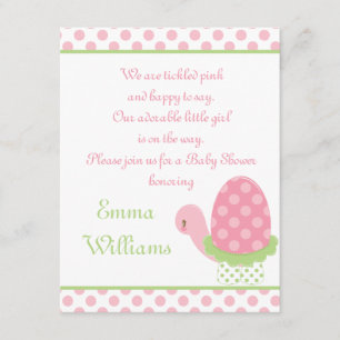 Tootsie Turtle Baby shower Invitation 4,25 x 5,5 i Kaart
