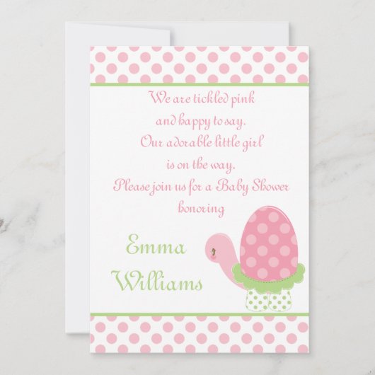 Tootsie Turtle Baby shower Invitation 5 x 7 inch Kaart (Voorkant)