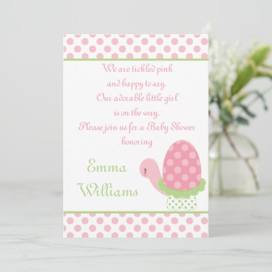 Tootsie Turtle Baby shower Invitation 5 x 7 inch Kaart (Staand voorkant)