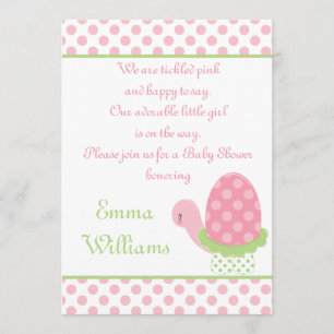 Tootsie Turtle Baby shower Invitation 5 x 7 inch Kaart