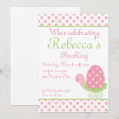 Tootsie Turtle Birthday Invitation-1 Kaart (Voorkant / Achterkant)