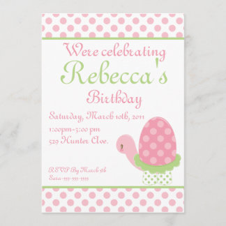Tootsie Turtle Birthday Invitation-1 Kaart