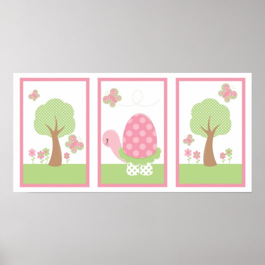 Tootsie Turtle Wall Print roze (Voorkant)