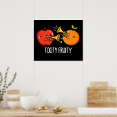 Tooty Fruity Fruit Musician Pun Dark BG Poster (Keuken)