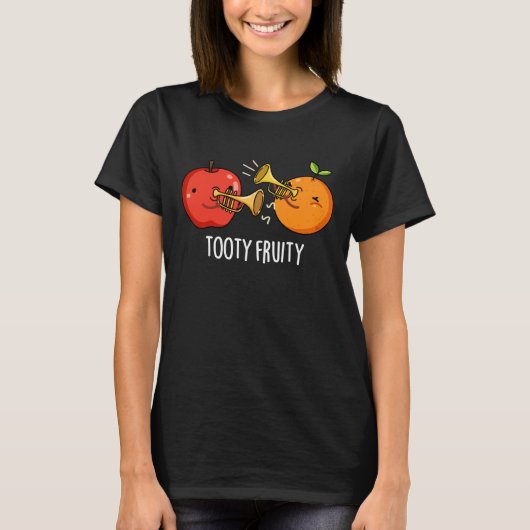 Tooty Fruity Fruit Musician Pun Dark BG T-shirt (Voorkant)