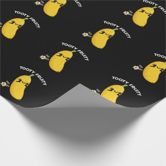 Tooty Fruity Funny Banana Fruit Pun Dark BG Cadeaupapier (Hoek)