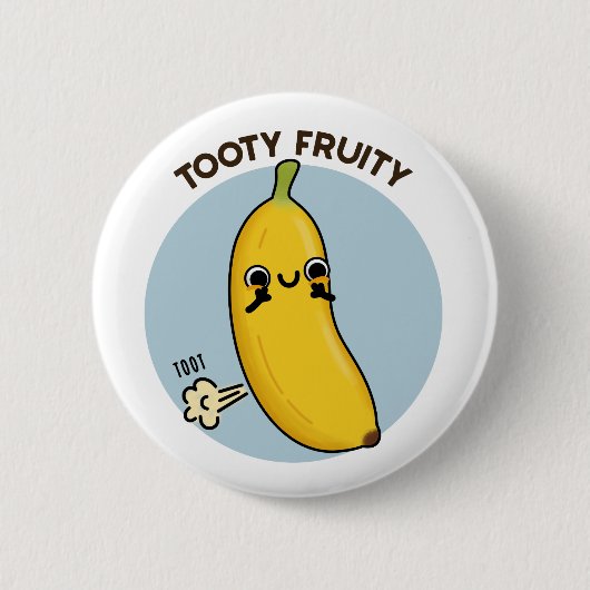 Tooty Fruity Funny Banana Fruit Pun Ronde Button 5,7 Cm (Voorkant)