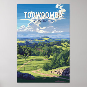 Toowoomba Australië Travel Art Vintage Poster