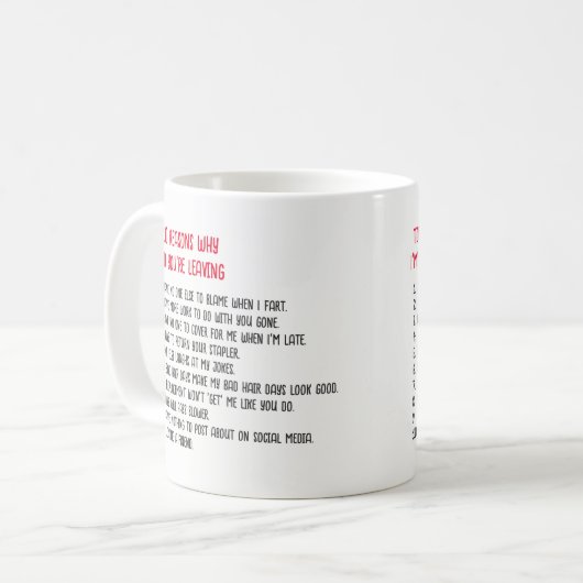 Top10 Redenen Waarom Ik Verdrietig Ben Dat Je Wegg Koffiemok (Voorkant links)