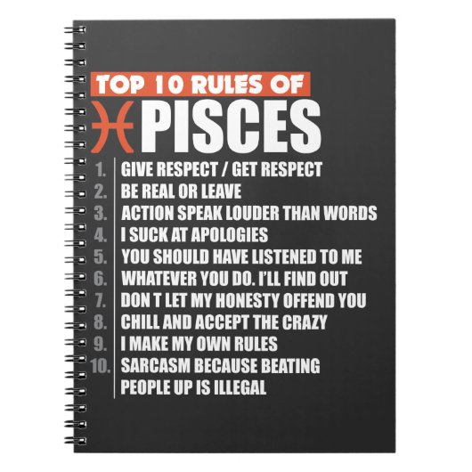 Top 10 Rules of Pisces zodiac gift horoscope Notitieboek (Voorkant)