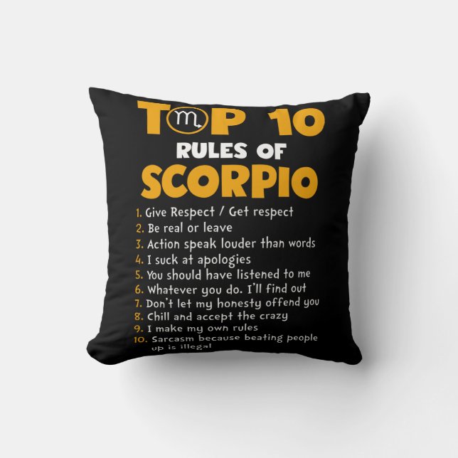 Top 10 Rules of Scorpio Birthday Gifts Kussen (Voorkant)