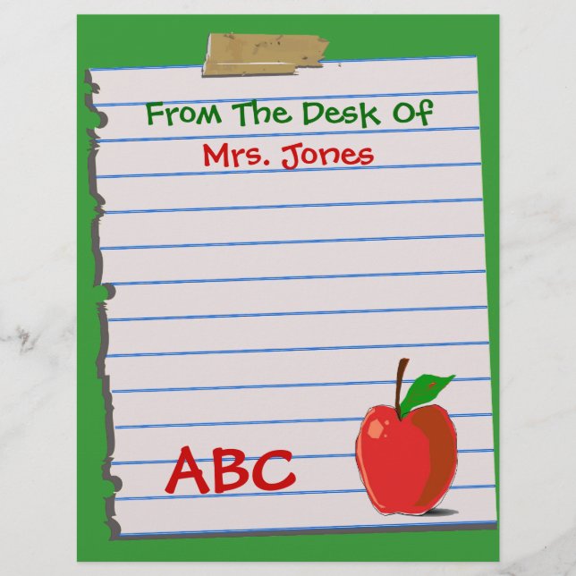 Top 10! Teacher Letterhead Stationery (Voorkant)