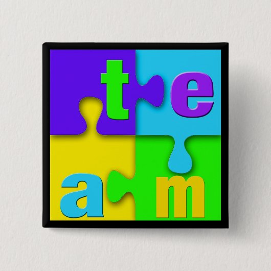 Top 10! Team Puzzle Pins Vierkante Button 5,1 Cm (Voorkant)