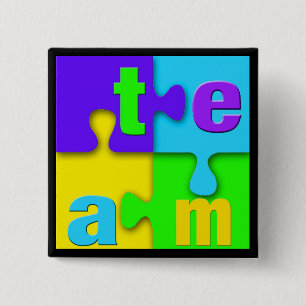 Top 10! Team Puzzle Pins Vierkante Button 5,1 Cm