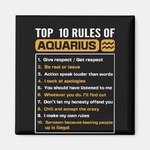 Top 10 van Aquarius, Funny Aquarius 10 Rules Magneet