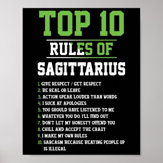 Top 10 van Sagittarius Birthday Horoscope Poster (Voorkant)