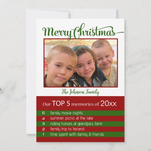 Top 5 van de kerst kaart (Voorkant)