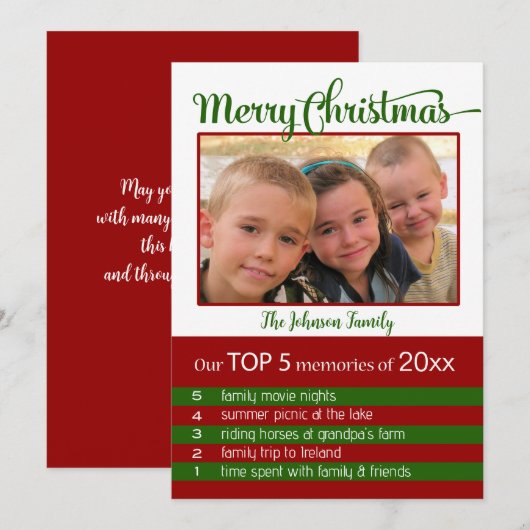 Top 5 van de kerst kaart (Voorkant / Achterkant)