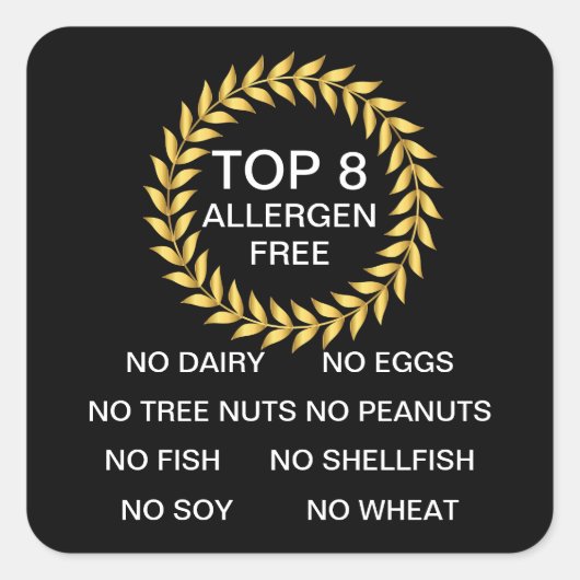 Top 8 Allgeenvrije restaurants Vierkante Sticker (Voorkant)