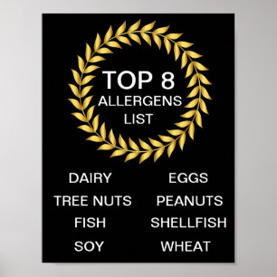Top 8 van de allergenenlijst poster