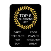 Top 8 van de lijst met allergenen Voedselallergie Magneet (Verticaal)