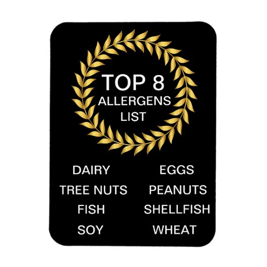 Top 8 van de lijst met allergenen Voedselallergie Magneet (Verticaal)