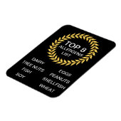 Top 8 van de lijst met allergenen Voedselallergie Magneet (Linkerzijde)