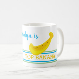 TOP BANAAN, jouw naam, plezier, strepen, schattig Koffiemok