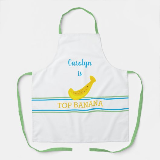 TOP BANAAN, plezier, strepen, schattig, jouw naam Schort (Voorkant)