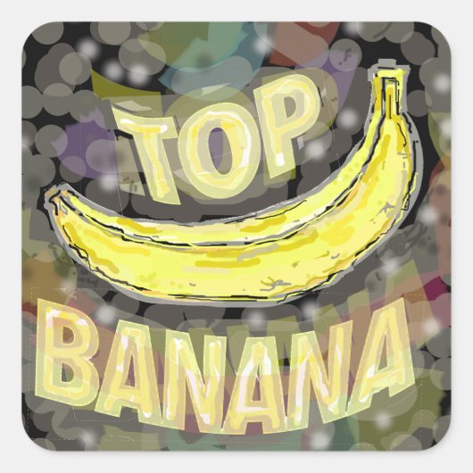 Top banaan. vierkante sticker (Voorkant)