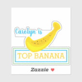 TOP BANANA, jouw naam, leuk, gele banaan, humor Sticker (Vel)