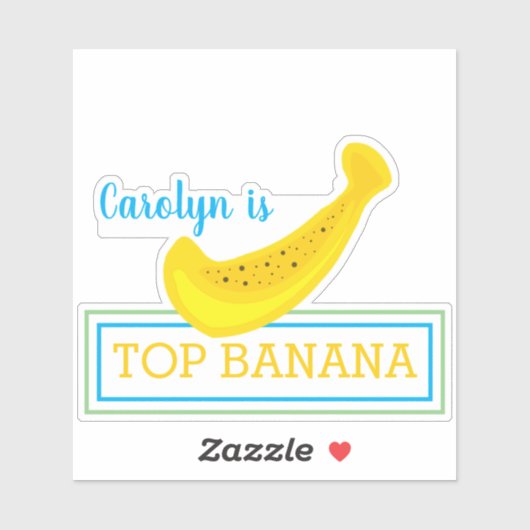 TOP BANANA, jouw naam, leuk, gele banaan, humor Sticker (Vel)