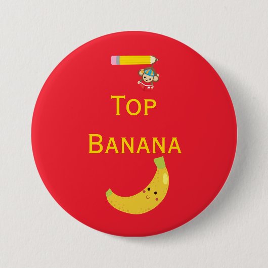 Top Banana met de hangende Monkey Award - Ribbon Ronde Button 7,6 Cm (Voorkant)