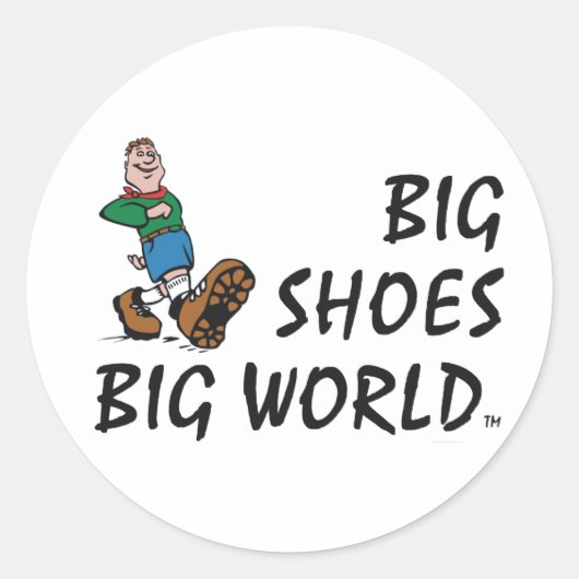 TOP Big Shoes Big World Ronde Sticker (Voorkant)
