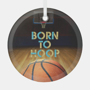 Top Born to Hoop Glass Ornament