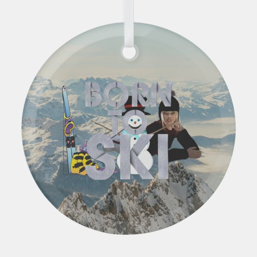 TOP Born to Ski Glass Ornament (Voorkant)