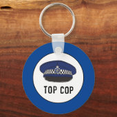 Top Cop. politieman of agent. Sleutelring Sleutelhanger (Achterkant)
