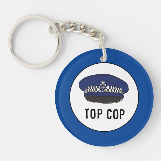 Top Cop. politieman of agent. Sleutelring Sleutelhanger (Voorkant)