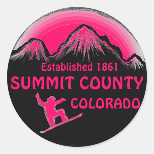 Top County Colorado roze snowboardkunst stickers (Voorkant)