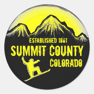 Top County Colorado yellow snowboard stickers