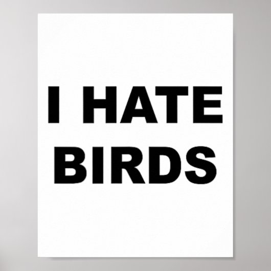 Top die zegt - Ik haat vogels grappig anti vogelen Poster (Voorkant)