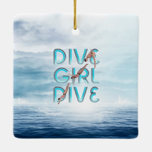 TOP Dive Girl Dive Dive Keramisch Ornament (Achterkant)