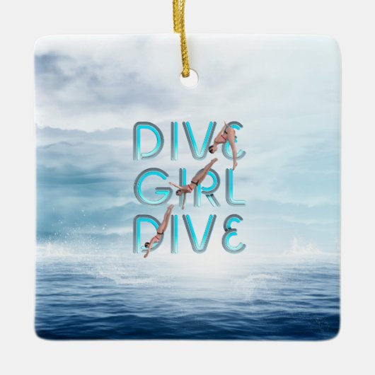 TOP Dive Girl Dive Dive Keramisch Ornament (Voorkant)
