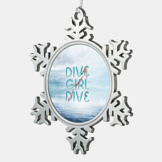 TOP Dive Girl Dive Dive Tin Sneeuwvlok Ornament (Rechts)
