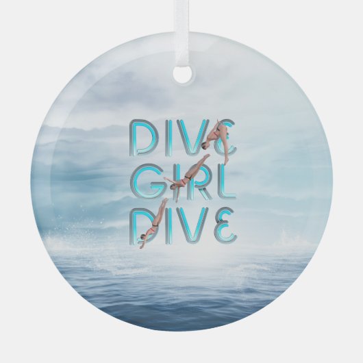 TOP Dive Girl Dive Glass Ornament (Voorkant)